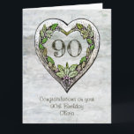 Nombre personalizado Tarjeta Rustic 90th Birthday<br><div class="desc">Un nombre a medida,  tarjeta de 90 cumpleaños del corazón botánico rústico.</div>