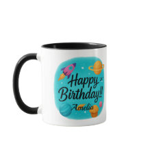 Nombre personalizado Taza azul turquesa Cumpleaños