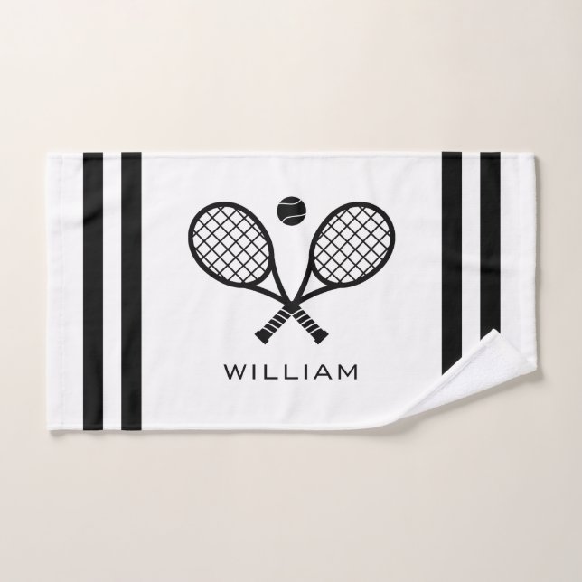 Nombre personalizado Tennis White Stripes (Toalla de mano)