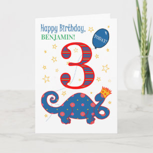 Nombre personalizado tercer cumpleaños con tarjeta