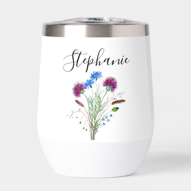 Nombre personalizado Thistle Floral Monograma (Frente)