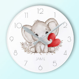 Nombre personalizado tierno elefante reloj