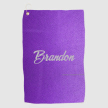 Nombre personalizado toalla de golf de cuero púrpu