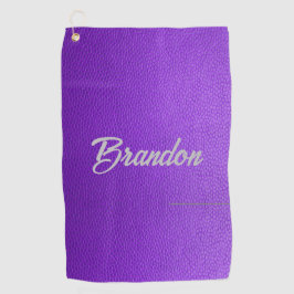Nombre personalizado toalla de golf de cuero púrpu