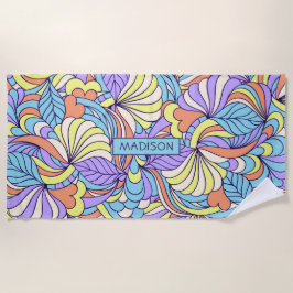 Nombre personalizado Toalla de playa de Doodles co