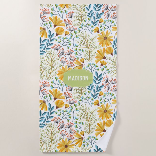 Nombre personalizado Toalla de playa de Ilustracio (Anverso)