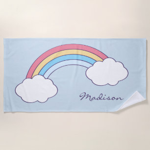 Nombre personalizado Toalla de playa Rainbow Sky