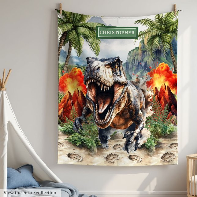 Nombre personalizado único de la manta de dinosaur (Unique T-Rex Dinosaur Blanket Custom Name for Boys)