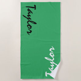 Nombre personalizado verde toalla de playa persona
