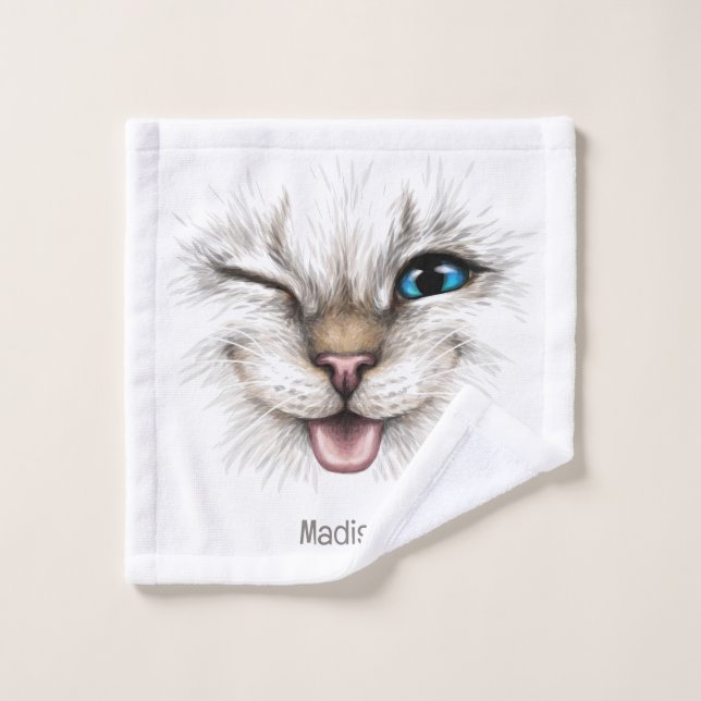 Nombre personalizado Winking Cat (Toallita)