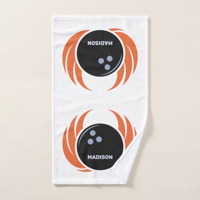 Nombre personalizado y bola de bolos de texto con  (Toalla de mano)
