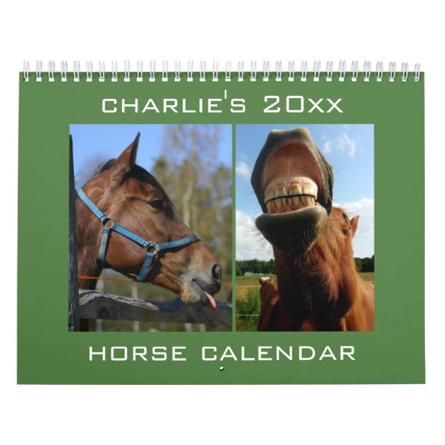 Nombre personalizado y calendario anual de caballo (Tapa)