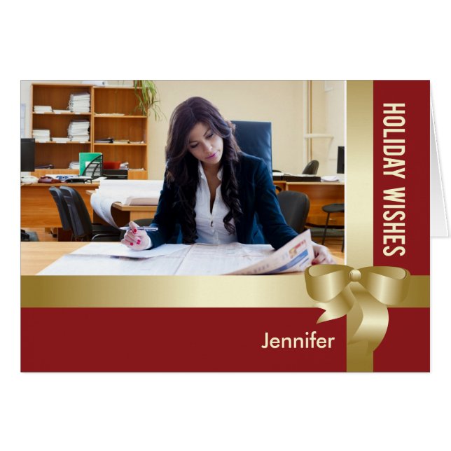 Nombre personalizado y festividad fotográfica rojo (Anverso (Horizontal))