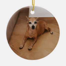 Nombre Personalizado y Foto Adorno de Cerámica par