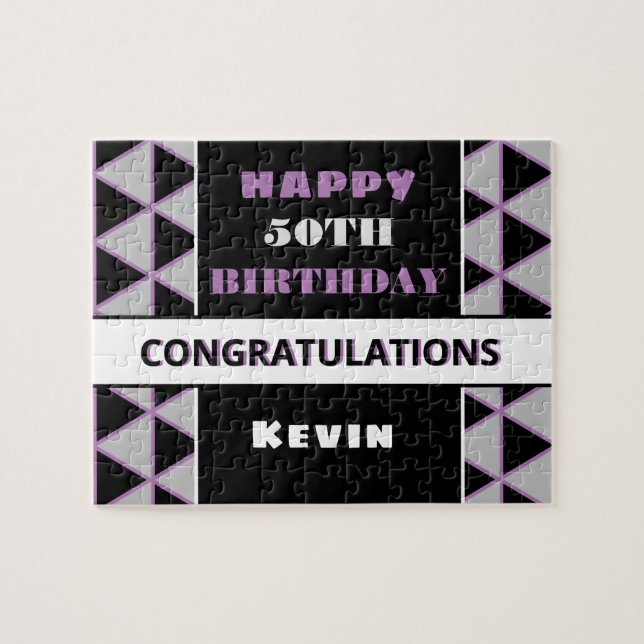 Nombre personalizado y rompecabezas de 50 años (Horizontal)
