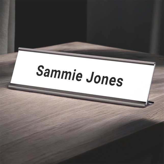 Nombre Placa blanca de 2x8 para escritorio o pared cambia (MISOOK Classic White Name Plate Minimalist 8x2 inch)
