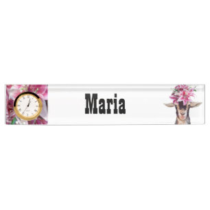 Nombre Placa con opción de reloj Lilly the Goat