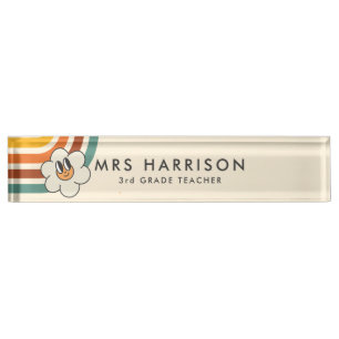 Nombre Placa de escritorio del profesor Retro Rainbow Dai