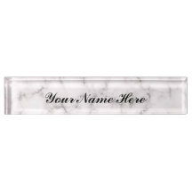 Placa de identificación de mármol blanca del