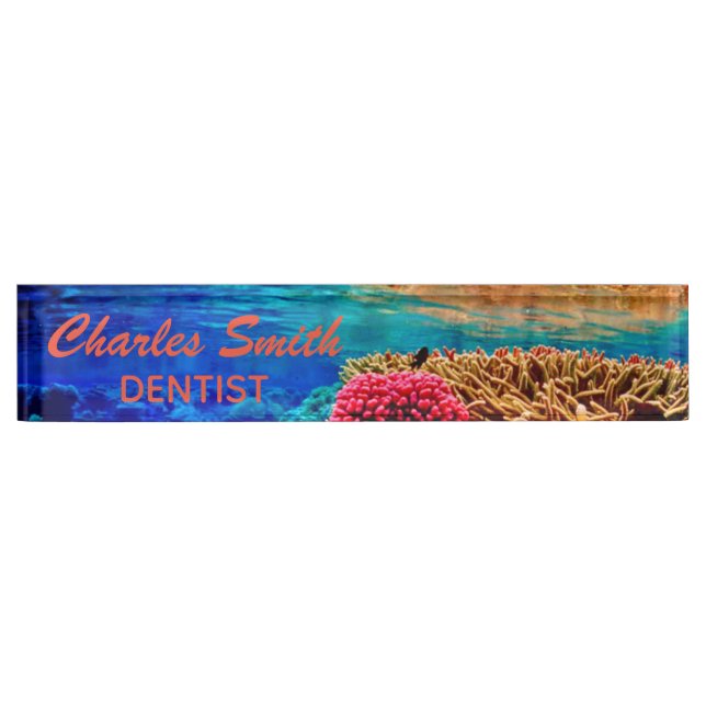Nombre Placa de identificación del arrecife de coral (Anverso)