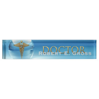 Nombre Placa de identificación del escritorio del MÉDICO