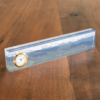 Nombre Placa de nombres de escritorio con reloj