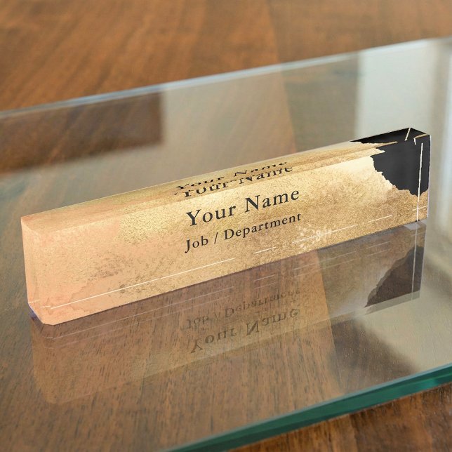Nombre Placa de nombres de escritorio ejecutiva con clase (Gold bar classy executive desk name plate.)