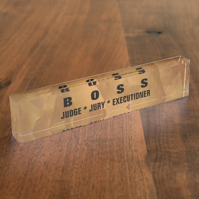 Nombre Placa de nombres de escritorio metálico de cobre c (Lateral)