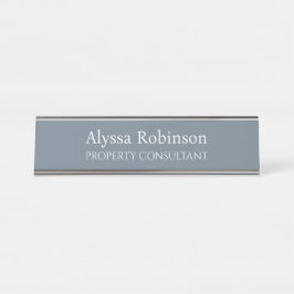 Nombre Placa de nombres de escritorio profesional gris de
