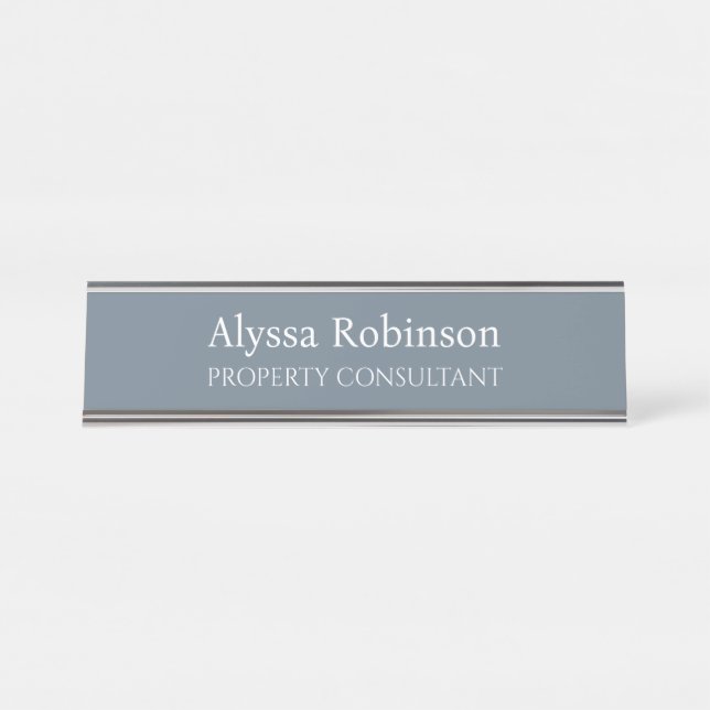 Nombre Placa de nombres de escritorio profesional gris de (Anverso)