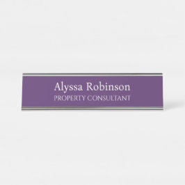 Nombre Placa de nombres de escritorio profesional morado 