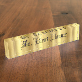 Nombre Placa de nombres de la mesa de oro