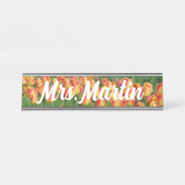 Nombre Placa de tulipán de Personalizado rojo y amarillo