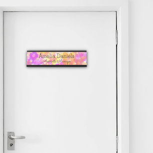 Nombre Placa Monograma de flor de verano