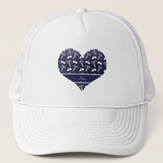 Nombre purpurina azul marino enfermeras gorras de  (Anverso)