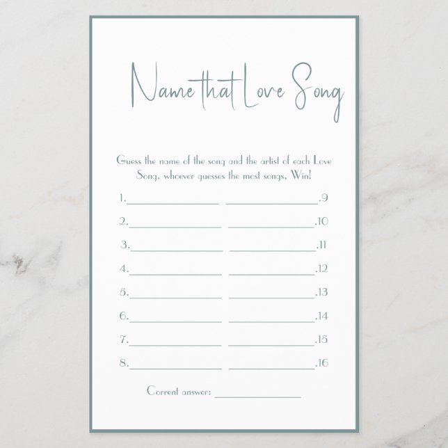 Nombre que ama a la canción Shower Game Flyer (Frente)