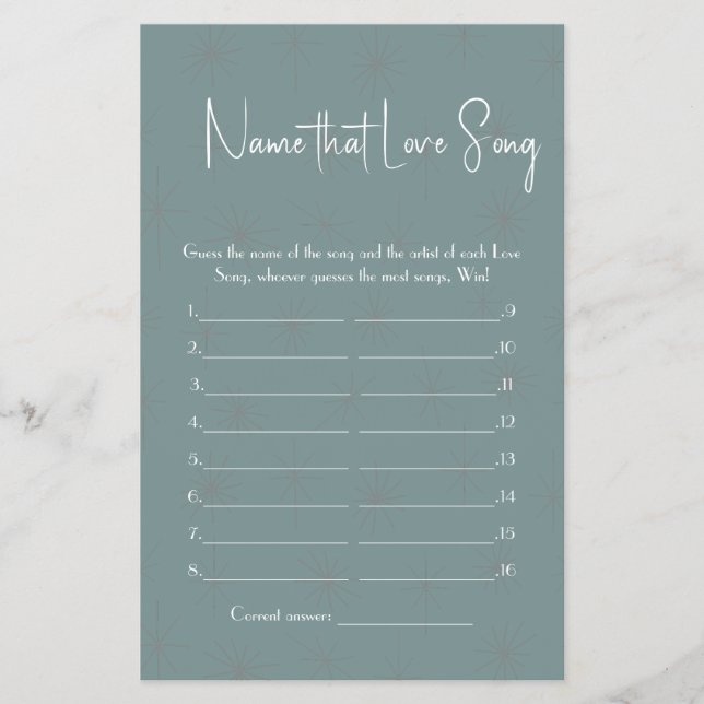 Nombre que ama a la canción Shower Game Flyer (Frente)