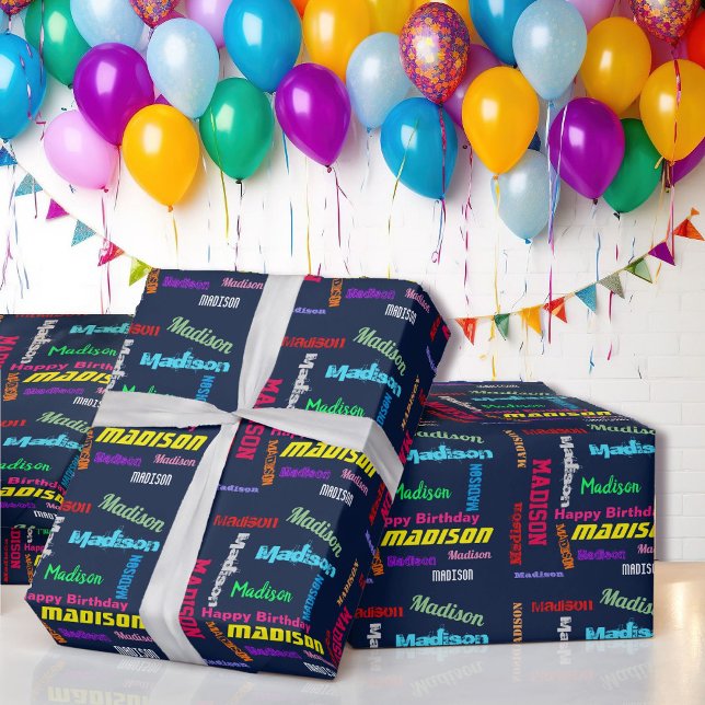 NOMBRE Repetido Feliz cumpleaños Papel de ajuste (Subido por el creador)