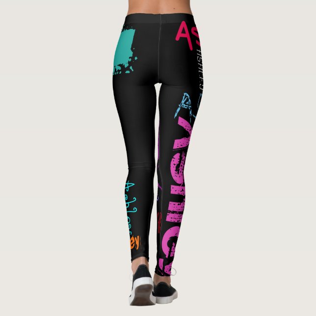 Nombre repetido personalizado 6 letras Leggings (Reverso)