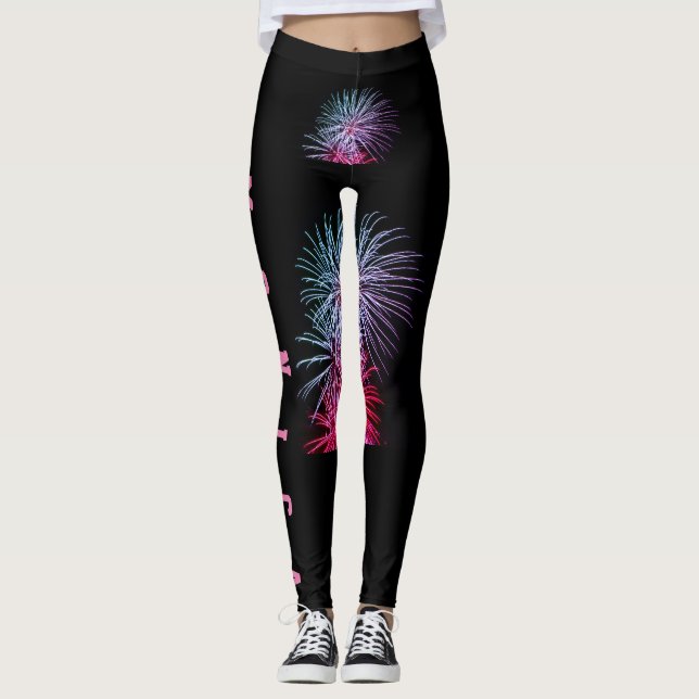 Nombre repetido personalizado Leggings negros (Anverso)