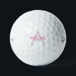 Nombre rosa personalizado y bolas de golf iniciale<br><div class="desc">Nombre personalizado y bolas de golf iniciales. Texto rosado. Taylor Made.</div>