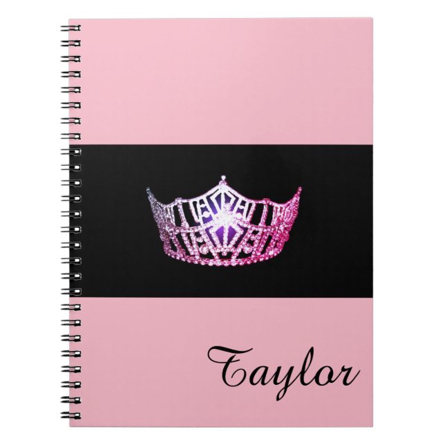 Nombre rosado del personalizado del cuaderno de la (Frente)