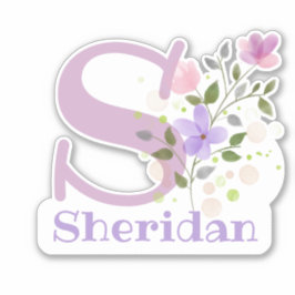 Nombre Sheridan con la letra S Pegatina de corte