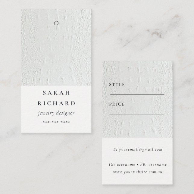 Nombre simple de etiqueta de precio de textura de  (Anverso / Reverso)