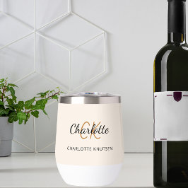 Nombre simple de iniciales en monograma beige