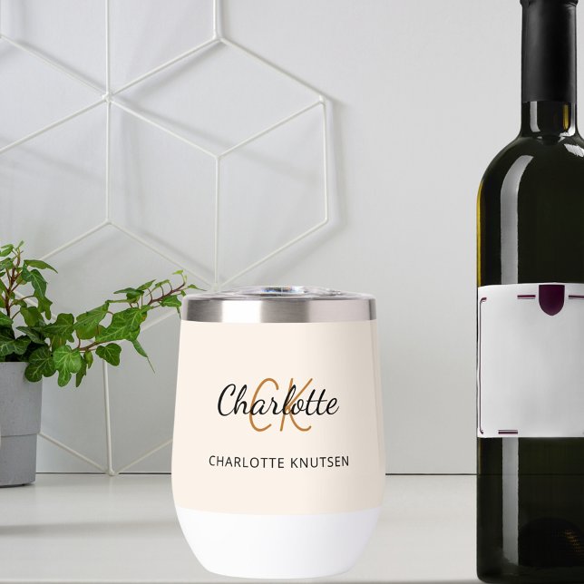 Nombre simple de iniciales en monograma beige (Subido por el creador)