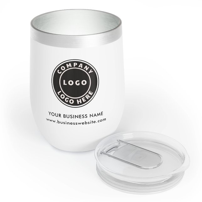 Nombre simple del logotipo comercial y Personaliza (Simple Business Logo Name and Website Custom Thermal Wine Tumbler)