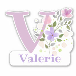 Nombre Valerie con la letra V Pegatina de corte