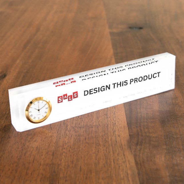 Nombre VENTA! Placa de nombres de escritorio con reloj -  (Lateral)