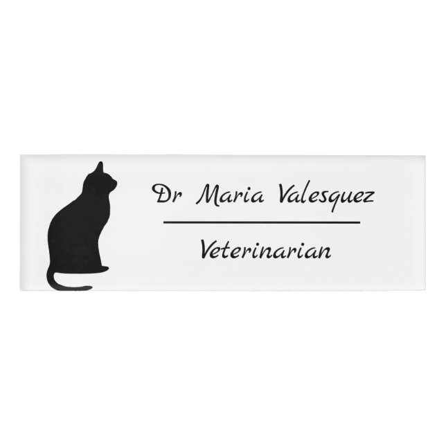 Nombre veterinario etiqueta silueta de gato (Anverso)